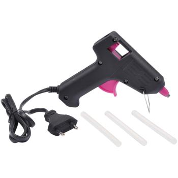 Heissklebepistole mit 3 Klebesticks Ø 7mm - Präzises Kleben von Metall, Holz, Leder - Vielseitig für Bastelarbeiten, Modellbau & Haushalt - Schwarz-Pink