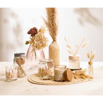 Preview: Raumduft Blumengarten - Mit eleganten Pampasgras-Stäbchen & Trockenähren - 130ml Diffusor für wohlriechendes Zuhause, Büro & Bad