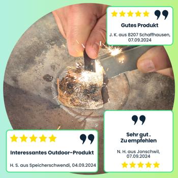 Preview: Magnesium Feueranzünder mit Schaber und integriertem Feuerstahl, Survival Feuerstarter für Lagerfeuer, Holzöfen, Camping und Outdoor Abenteuer