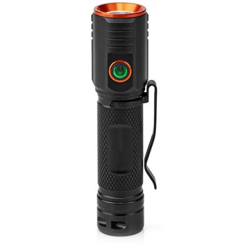 Preview: LED-Taschenlampe - 2000 Lumen & 180m Leuchtweite für Camping & Outdoor - IPX6 Wasserdicht - Vollmetallgehäuse - USB-C Akku - Schwarz