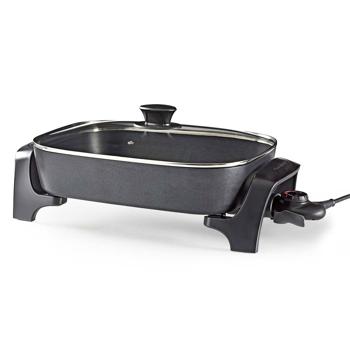 Preview: XXL-Partypfanne elektrisch, 40cm, 7 Liter, Aluminium, schwarz, starke 2200 Watt – Mit Glasdeckel & Cool-Touch Griffen, für grosse Runden