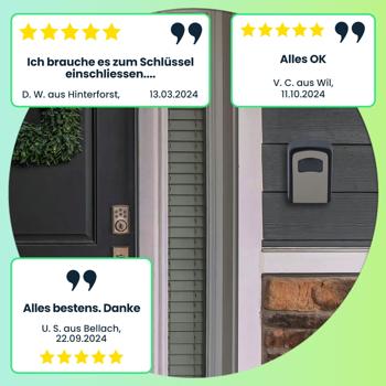 Preview: Robuster Schlüsselsafe mit Zahlen-Code – sichere Schlüsselaufbewahrung für drinnen & draussen, wetterfest, (11,5 x 8,5 x 4 cm), einfache Montage