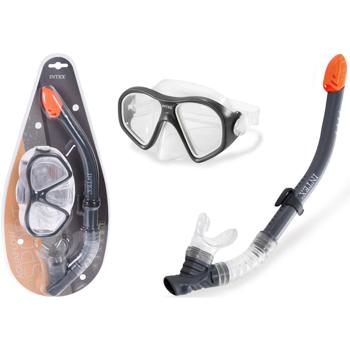Preview: Taucherbrille Schnorchel Set Schwarz-Weiss - Tauch-Set für Meer, See & Pool - Ergonomisches Design, passt sich dem Kopf an - Urlaub, Schwimmen, Unterwasserwelt