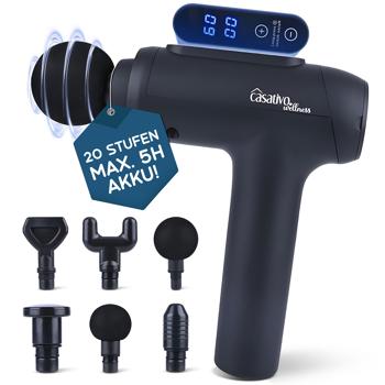 Professionelle Massage-Pistole, Massage Gun, 6 Köpfe, 20 Intensitätsstufen, Akkubetrieb für Oberschenkel, Bauch, Schulter, Nacken und Rücken