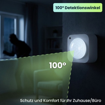 Preview: SmartLife Bewegungssensor - PIR-Sensor - Smart Home kompatibel - Helligkeitserkennung - kabellos, batteriebetrieben - 100° Detektionswinkel - 4,6x3,9x4,6 cm