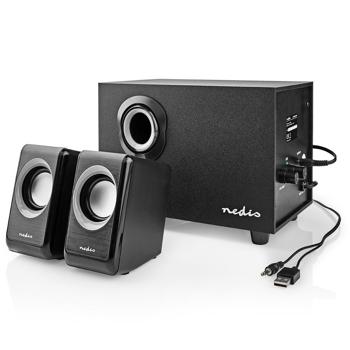 Preview: Lautsprecher mit Subwoofer - 2.1-Stereo-Sound für PC, Laptop & Smartphone - 33 Watt Gesamt, 15 Watt Subwoofer, 3,5mm Anschluss - USB-betrieben