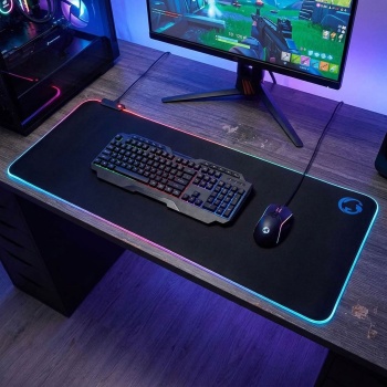 Preview: XXL Gaming Mauspad - RGB-LED-Beleuchtung mit Farbwechsel - Optimale Präzision & rutschfeste Unterseite - 800x300mm Mikrofaser/Gummi