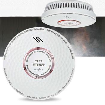 Lebensretter mit Doppelfunktion: Rauch- und Kohlenmonoxidmelder (CO) mit 85dB Alarm – Weisser Melder mit 10 Jahren Batterielaufzeit für optimalen Schutz