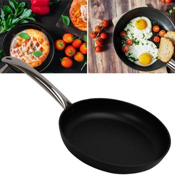 Hochwertige Bratpfanne Ø 28 cm, Aluminium - Edelstahl, Antihaftbeschichtung, Induktionsgeeignet, Hergestellt in Italien