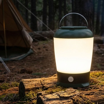 LED-Campinglampe - aufladbar mit 3 Leuchtmodi - ideal für Camping Wandern Home & Garten - USB-C Ladeport mit 1200 mAh Akku - Ø 9,5x13,5 cm