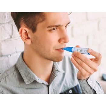 Preview: Digitales Fieberthermometer - Präzise Messung Mund/Anus, 35.5-42.0°C - Akustisches Signal, IP27, flexible Spitze, langlebige Batterie (200h)