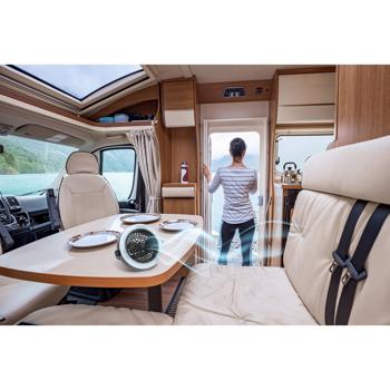 Preview: Kompakte 2in1 Camping-Lampe mit Ventilator: 12 LED-Lichter, witterungsbeständig, batteriebetrieben (17x4,7cm) – Ideal für Camping & Outdoor-Abenteuer