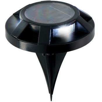 Langlebiges Solar-Bodenlicht, schwarz, Ø12cm – Trittfeste Wegeleuchte mit Erdspiess, für sichere & helle Wege