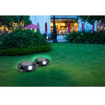 Preview: Langlebiges Solar-Bodenlicht, schwarz, Ø12cm – Trittfeste Wegeleuchte mit Erdspiess, für sichere & helle Wege