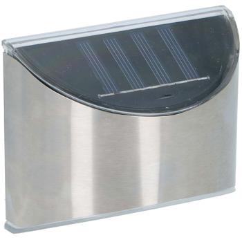 Preview: Kompakte Edelstahl Solar-Wandleuchte, silber, mit Dämmerungssensor - 10 x 8 x 5 cm - Zeitlose Eleganz & stilvolle Beleuchtung Ihrer Aussenwände