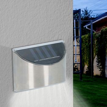 Kompakte Edelstahl Solar-Wandleuchte, silber, mit Dämmerungssensor - 10 x 8 x 5 cm - Zeitlose Eleganz & stilvolle Beleuchtung Ihrer Aussenwände