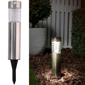 Solar-Wegeleuchte mit Bewegungssensor – 6x39 cm, aus Edelstahl & Glas – wetterfest, energiesparend & kabellos – ideal für Garten, Wegbeleuchtung & Terrasse