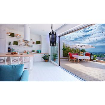 Preview: Elektrischer Insektenvernichter - LED-Fliegenfalle bis 25m² - Chemie- & Geruchsfrei, UV-Licht, 1W, ABS-Kunststoff, für Innenbereich