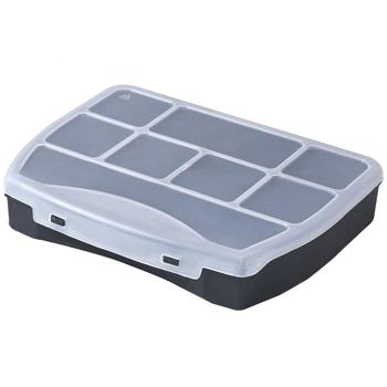 Aufbewahrungsbox - 8 Fächer zum Sortieren von Kleinteilen - ideal für Werkstatt, Büro & Bastelutensilien - Robuster Kunststoff 19x16x4cm