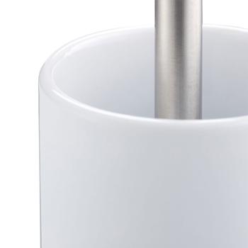 Preview: WC-Garnitur Keramik weiss - zeitloses Design für Bad & Gäste-WC - hygienische WC-Bürste mit austauschbarem Kopf - Bodenpositionierung, 36x9.5 cm, 0.5 kg