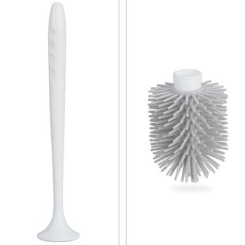 Preview: WC-Bürste mit Garnitur - 2 Kammern - einfache Wandmontage ohne Bohren - weiss - hygienisch - austauschbarer Bürstenkopf - für Sauberkeit & Hygiene im Bad