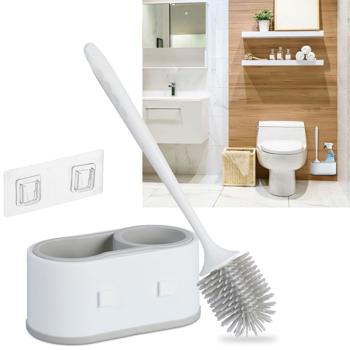 WC-Bürste mit Garnitur - 2 Kammern - einfache Wandmontage ohne Bohren - weiss - hygienisch - austauschbarer Bürstenkopf - für Sauberkeit & Hygiene im Bad