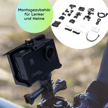 Preview: 4K-Action-Cam, Ultra HD, wasserdichtes Unterwasser-Gehäuse, LCD Display, WLAN, Mikro und Lautsprecher, ideal für Biker, Skifahrer, Taucher
