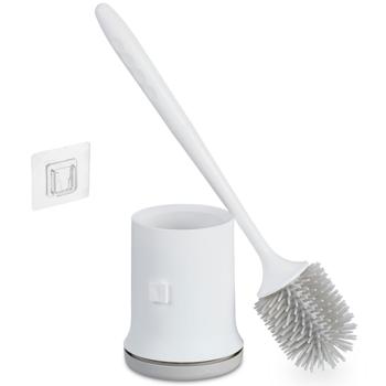 Preview: WC-Bürste mit Garnitur zur Wandmontage ohne Bohren - Hygienische Badreinigung, austauschbarer Bürstenkopf - Weiss, Kunststoff, H 13.5 x Ø 11 cm
