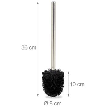 Preview: WC-Bürsten Set schwarz 2er-Pack - Hygienische Badreinigung mit austauschbaren Bürstenköpfen - Zeitloses Design, Ø 8x36 cm - Kunststoff & Metall