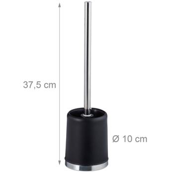 Preview: WC-Garnitur inkl. WC-Bürste rund - Schwarz-Silber, hygienisch mit austauschbarem Bürstenkopf, schnelltrocknend - Ø 7 cm, 1.7 cm Innengewinde