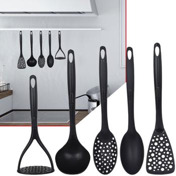 Praktisches 5-teiliges Küchenhelfer Set Schwarz: Essentielle Kochutensilien für jede Küche, leicht zu reinigen & stilvolles Design für Hobbyköche & Profis