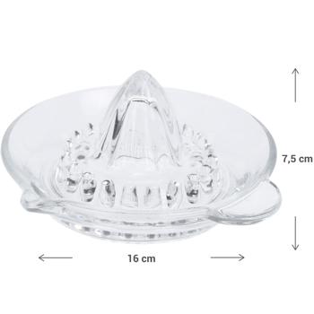 Preview: Manuelle Zitronenpresse Glas Ø 14 cm - Ideal für Zitronen, Limetten, Orangen & Grapefruit - Robuste Hartglas Saftpresse, spülmaschinengeeignet