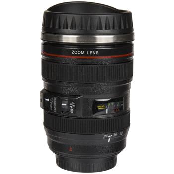 Preview: Kameraobjektiv-Kaffeebecher 350ml - Lustiges Geschenk für Foto & Filmfans - Edelstahl-Einsatz - Ideal für heissen Kaffee auf Touren