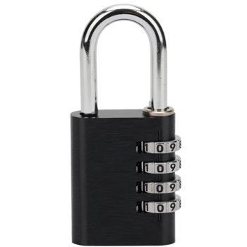 Preview: Zahlenschloss Vorhängeschloss 4-stellig – Robustes Koffersschloss aus Aluminium mit Stahlbügel, 10.000 Code-Kombinationen, schwarz