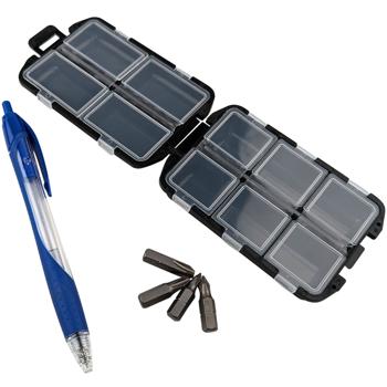 Preview: Mini-Kleinteilebox - 10 Fächer, kompakt, sicher & ordentlich - Robuster Kunststoff, 10x3x6,5 cm - Ideal für Werkstatt, Bastelzubehör & unterwegs