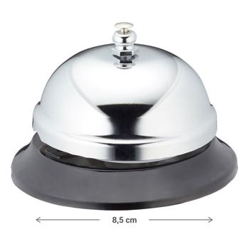 Preview: Tischklingel Metall - Rezeptionsklingel für Hotels, Restaurants & Cafés - Elegantes Design, 8,5 x 6 cm - Ideal für Service-Optimierung