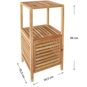 Preview: Natürliches Walnuss-Badezimmerregal mit 3 Ebenen, H86cm – Handtuchablage aus Massivholz, hochwertig, 39,5x35,5x86 cm, stilvolles Badezimmer Interieur
