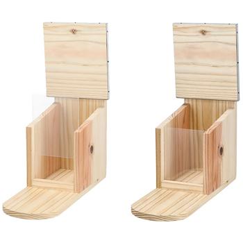 Preview: Futterstation für Eichhörnchen (Tannenholz, 12x25x28cm): Futterhaus, Futterspender - für Naturbeobachtung auf Garten & Balkon