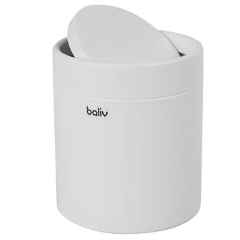 Schicker Schwingdeckeleimer aus Metall (1,25L): Weisser Abfalleimer mit praktischem Schwingdeckel – zeitloses Design für Bad, Küche & Co