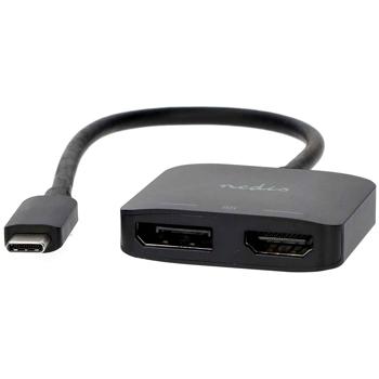 Preview: Multiport-Videoadapter für Notebooks/Tablet-PCs - DP & HDMI Anschluss von 2 Monitoren - UHD-4K/8K-Auflösung - USB-C Stecker - Plug & Play