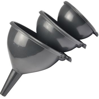 3er-Set Trichter Ø 10, 12, 14 cm - Präzises Umfüllen für Küche, Werkstatt & Garten - Robust, stapelbar, Anthrazit Kunststoff - Für Flüssigkeiten