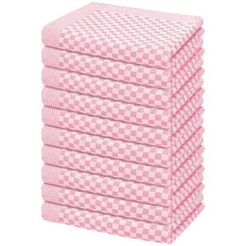 Preview: 20er-Set Grubentücher rosa - Optimale Saugkraft & hygienische Reinigung für Küche & Haushalt - 100% Baumwolle Zwirn-Qualität 50x70 cm OEKO-TEX Standard 100