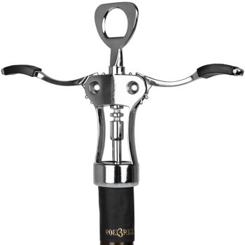 Preview: Korkenzieher mit Flaschenöffner - Eleganter Flügelkorkenzieher - Müheloses Öffnen von Weinflaschen - Integrierter Bier- & Limonadenöffner - 100x40x230mm