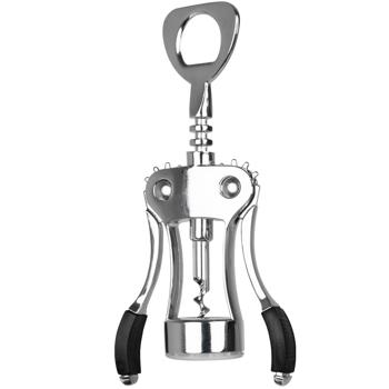 Preview: Korkenzieher mit Flaschenöffner - Eleganter Flügelkorkenzieher - Müheloses Öffnen von Weinflaschen - Integrierter Bier- & Limonadenöffner - 100x40x230mm