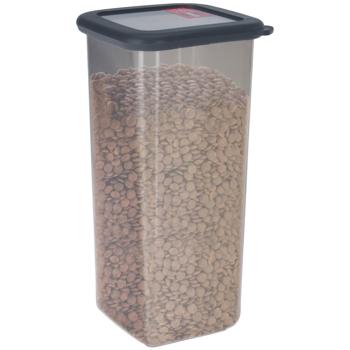 Preview: Vorratsdose mit Deckel - transparent grau Frischhaltebox 1600ml - luftdicht & mottenfrei für Müsli, Nudeln, Reis - Polypropylen 110x225x110mm