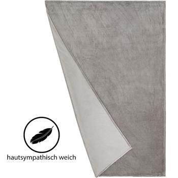 Preview: Kuscheldecke M hellgrau - Weiche Couchdecke für pure Gemütlichkeit - 150x200 cm - OEKO-TEX Standard 100 Polyester Microfaser atmungsaktiv