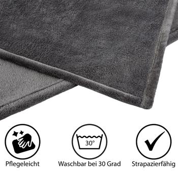 Preview: Kuscheldecke Anthrazit 150x200cm - Weich, atmungsaktiv & strapazierfähig - OEKO-TEX Standard 100 Polyester Microfaser - Für ganzjähriges Wellness-Gefühl