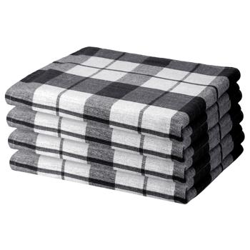 4er-Set Geschirrtücher – Premium Qualität 100% Baumwolle – Hygienisch waschbar bis 95 °C – Schwarz/Weiss kariert, je 70x50 cm, OEKO-TEX