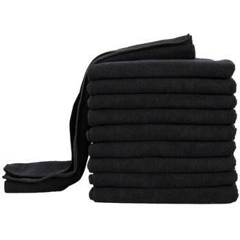 Preview: 10er-Set Mikrofaser-Putztücher – fusselfrei, saugstark & strapazierfähig, 40 x 40 cm, schwarz, ideal für Haushalt, Auto & Küche