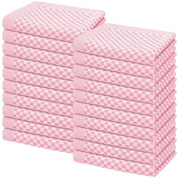 20er-Set Grubentücher rosa - Optimale Saugkraft & hygienische Reinigung für Küche & Haushalt - 100% Baumwolle Zwirn-Qualität 50x70 cm OEKO-TEX Standard 100